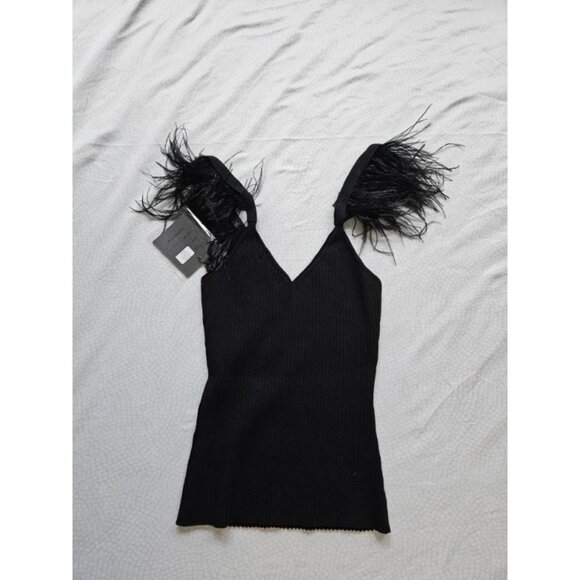 Balboa Tops - Top, Balboa, S, Black, NWT, Feathers